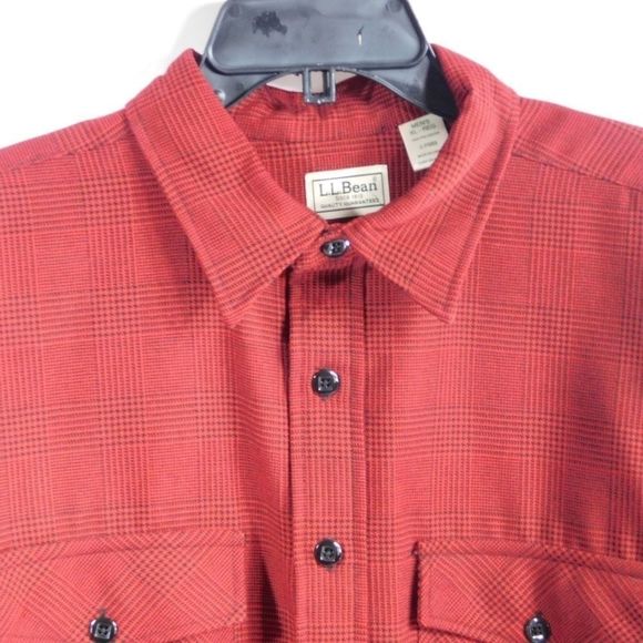 L.L. Bean Gingham Red Black Button Up - Picture 2 of 3